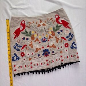 Altar'd State Embroidered Mini Skirt with Red and Blue Accents